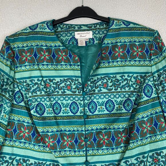 Adrianna Papell Women's Skirt Suits Silk Green Floral  Plus Size 24 - Picture 4 of 16